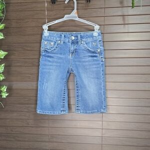 Justice "Simply Low" Distressed Midwash Denim Girls Jean Shorts Size 8R